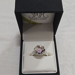 Sterling Silver Celtic Ring With Pink Sapphire